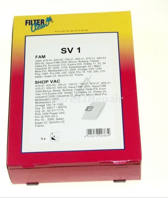 Filterclean Vacuum Cleaner Bags - Sv1 000170-k Dust Bags X 3