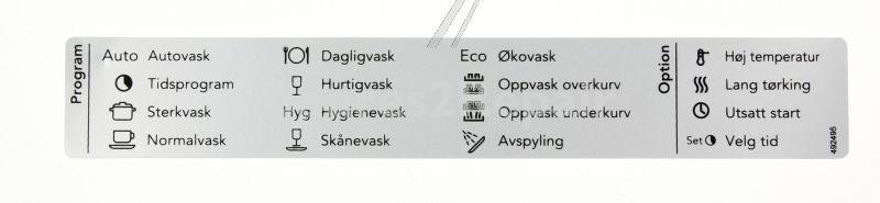 Hisense Gorenje Contact Foil - 492495 Program Label Asko D5540 No