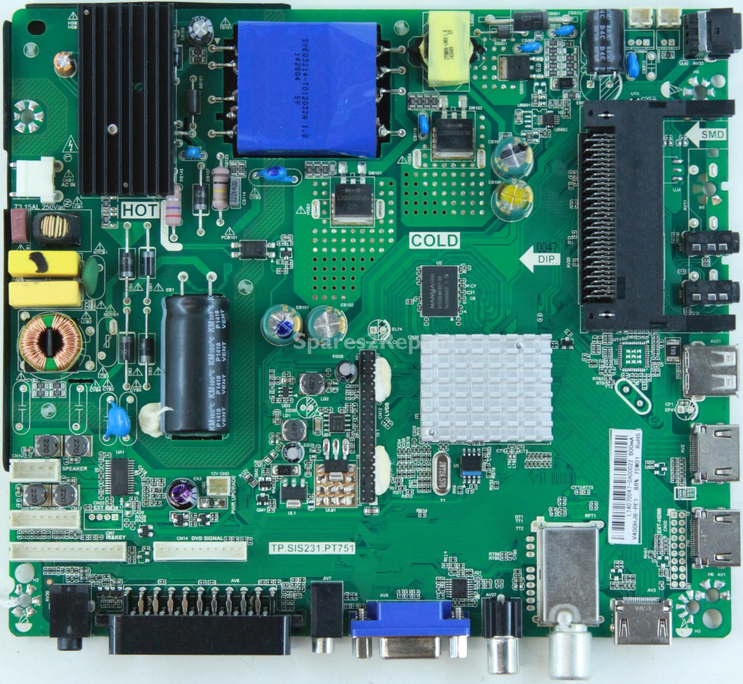 Bush LE-40GCL-A1 - Main AV - TP.SIS231.PT751 - 890-M00-60E36 - L14070047 - V400HJ6-PE1