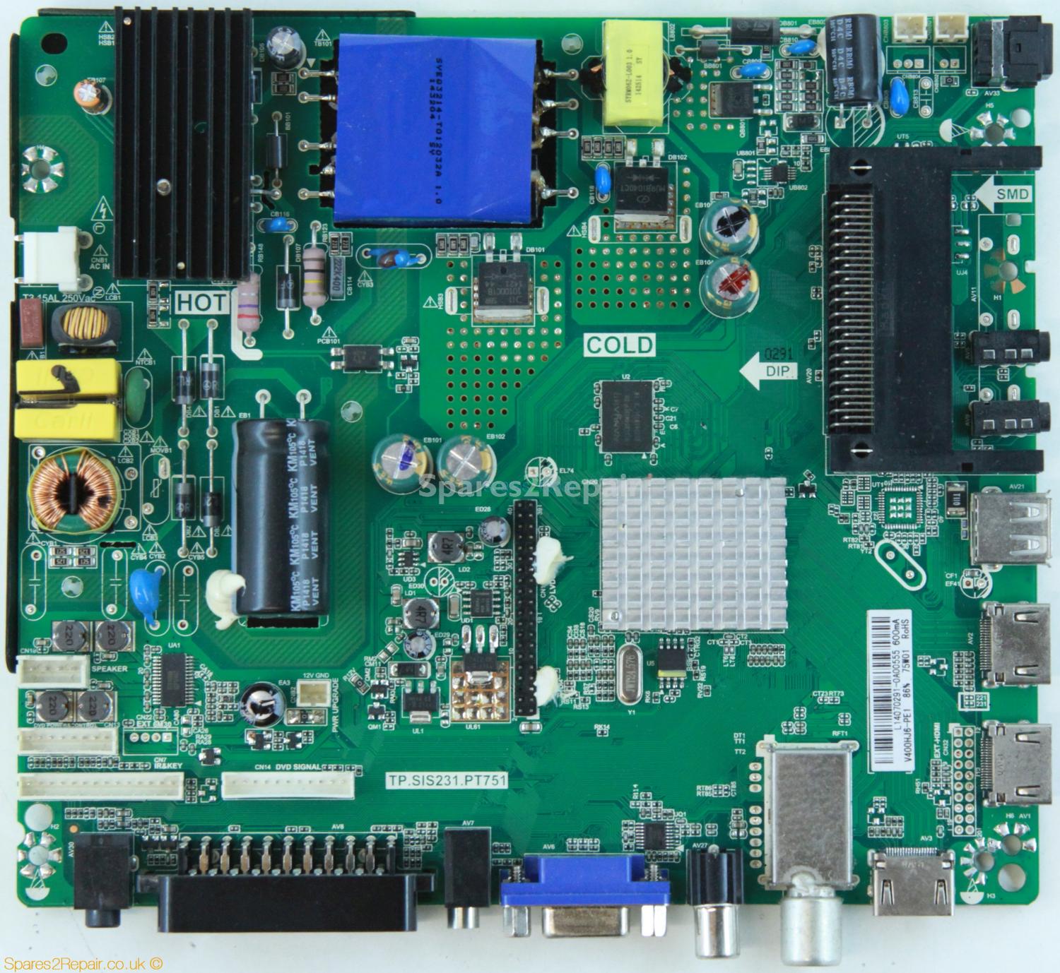 Bush LE-40GCL-A1 - Main Board - L14070291 - TP.SIS231.PT751 - V400HJ6-PE1