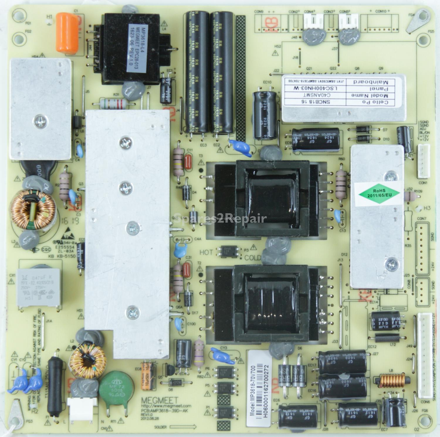 Goodmans G40ANSMT - Power Supply - MP3618-70V700 - C40ANSMT - LSC400HN03-W - AMP3618-39D-AK - REV:1.0
