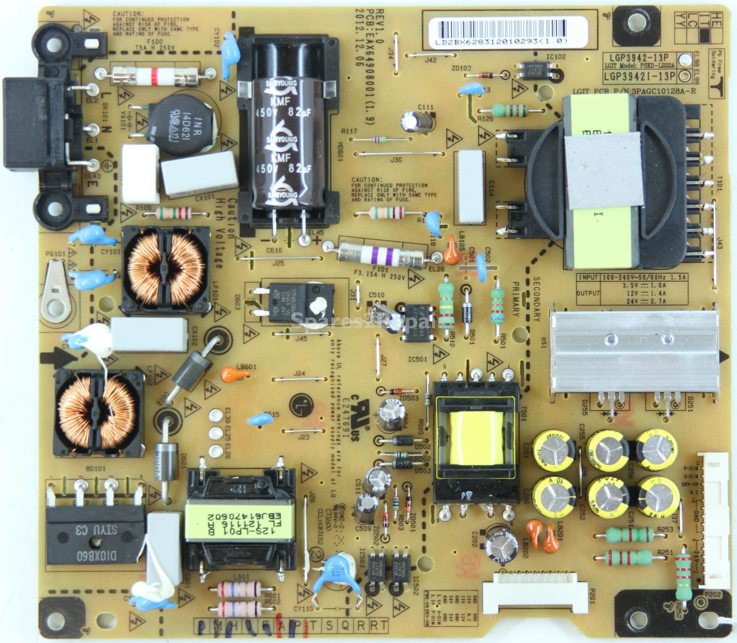 LG 42LA641V - PSU - EAY62831201 - EAX64908001(1.9) - REV1.0 - 3PAGC10128A-R - LGP3942-13P