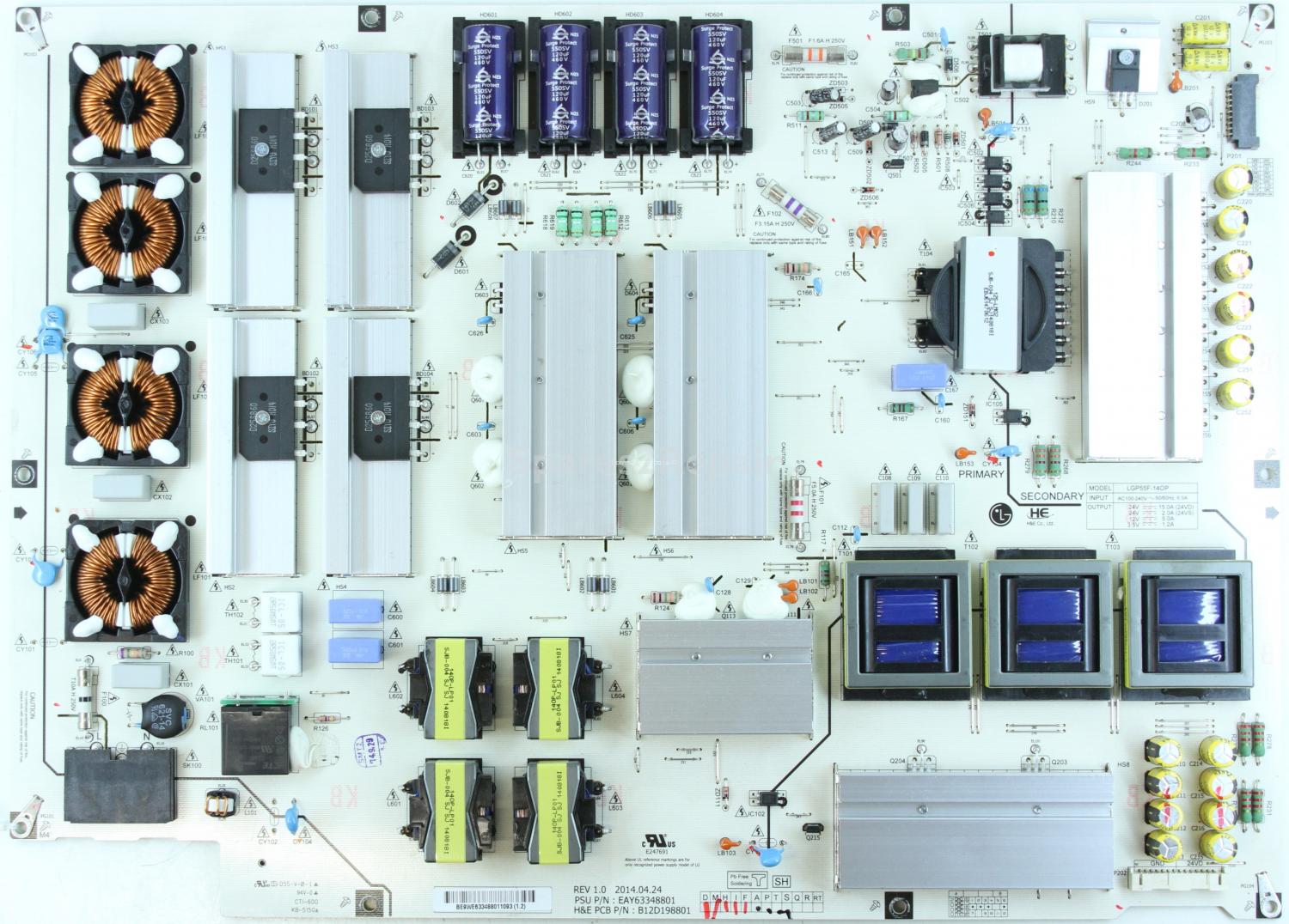 LG 55EC930V (OLED) - Power Supply - EAY63348801 - REV 1.0 - B12D198801 - LGP55F-14OP