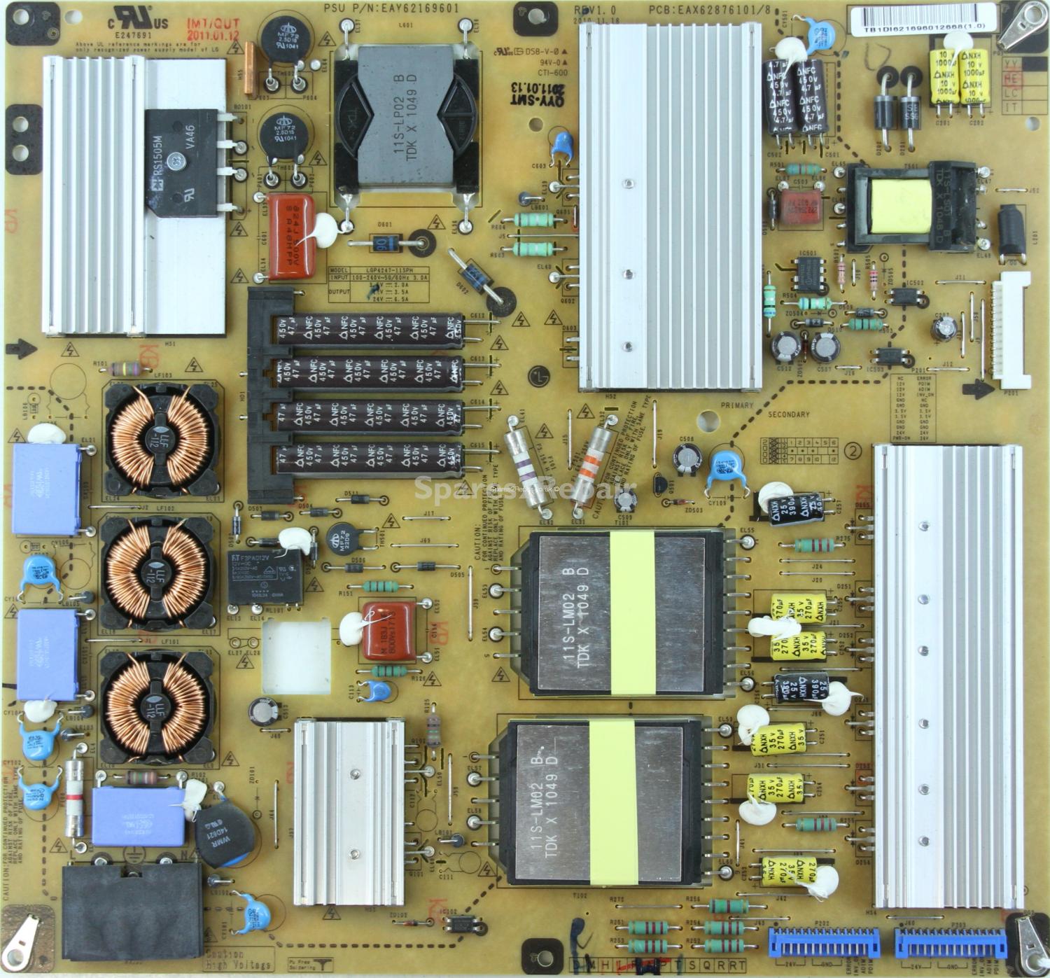 LG 42LV450U - Power Supply - EAY62169601 - EAX62876101/8 - REV1.0 - LGP4247-11SPH - YY