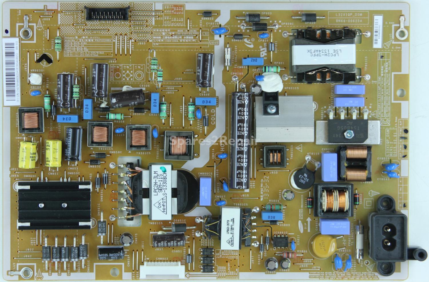 Samsung UE32F6100AK - PSU - BN44-00620A - PSLF121X05A - REV1.2 - L32X1QP_DSM