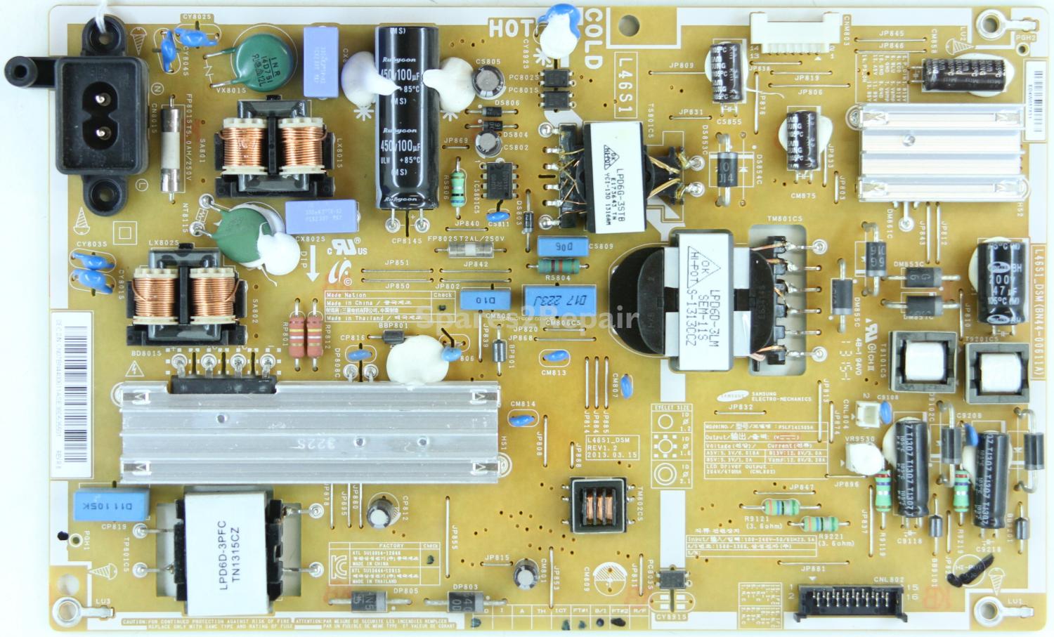 Samsung UE46F5300AK - Power Supply - BN44-00611A - REV1.2 - L46S1_DSM