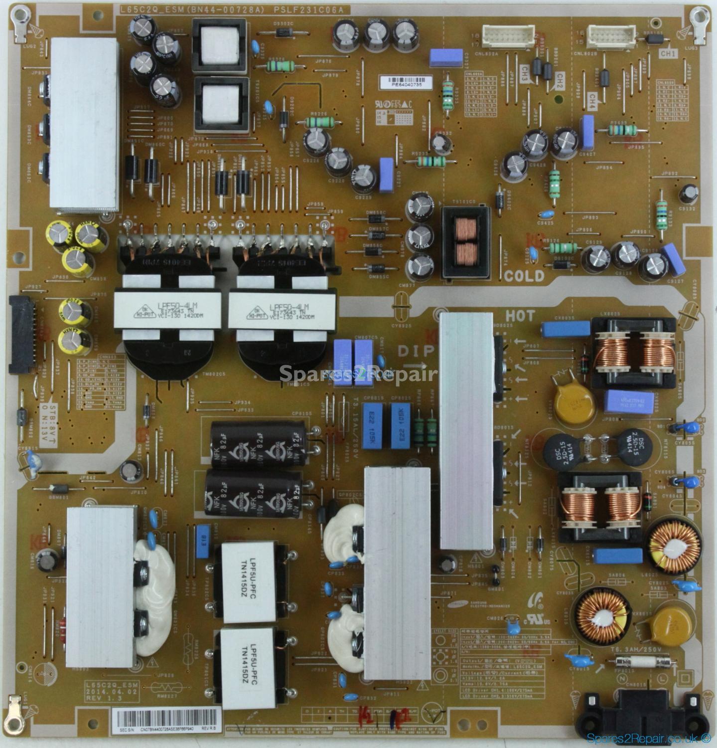 Samsung UE55H8000ST - Power Supply - BN44-00728A - REV 1.3 - PSLF231C06A - L65C2Q_ESM