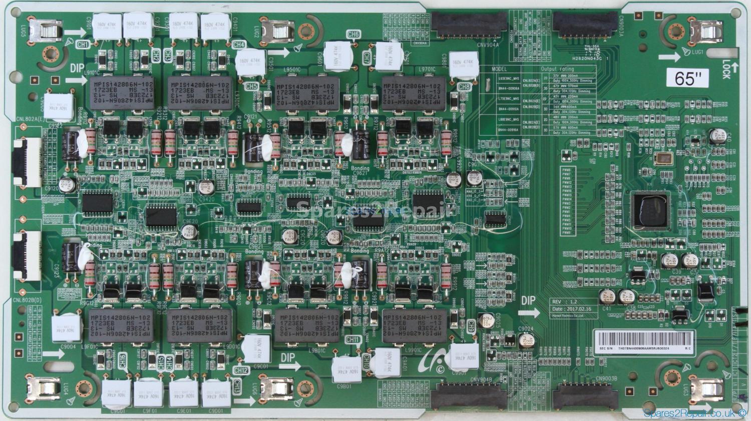 Samsung QE65Q9FAMT - LED Driver Board - BN44-00906A - REV1.2 - L65EN9C_MHS