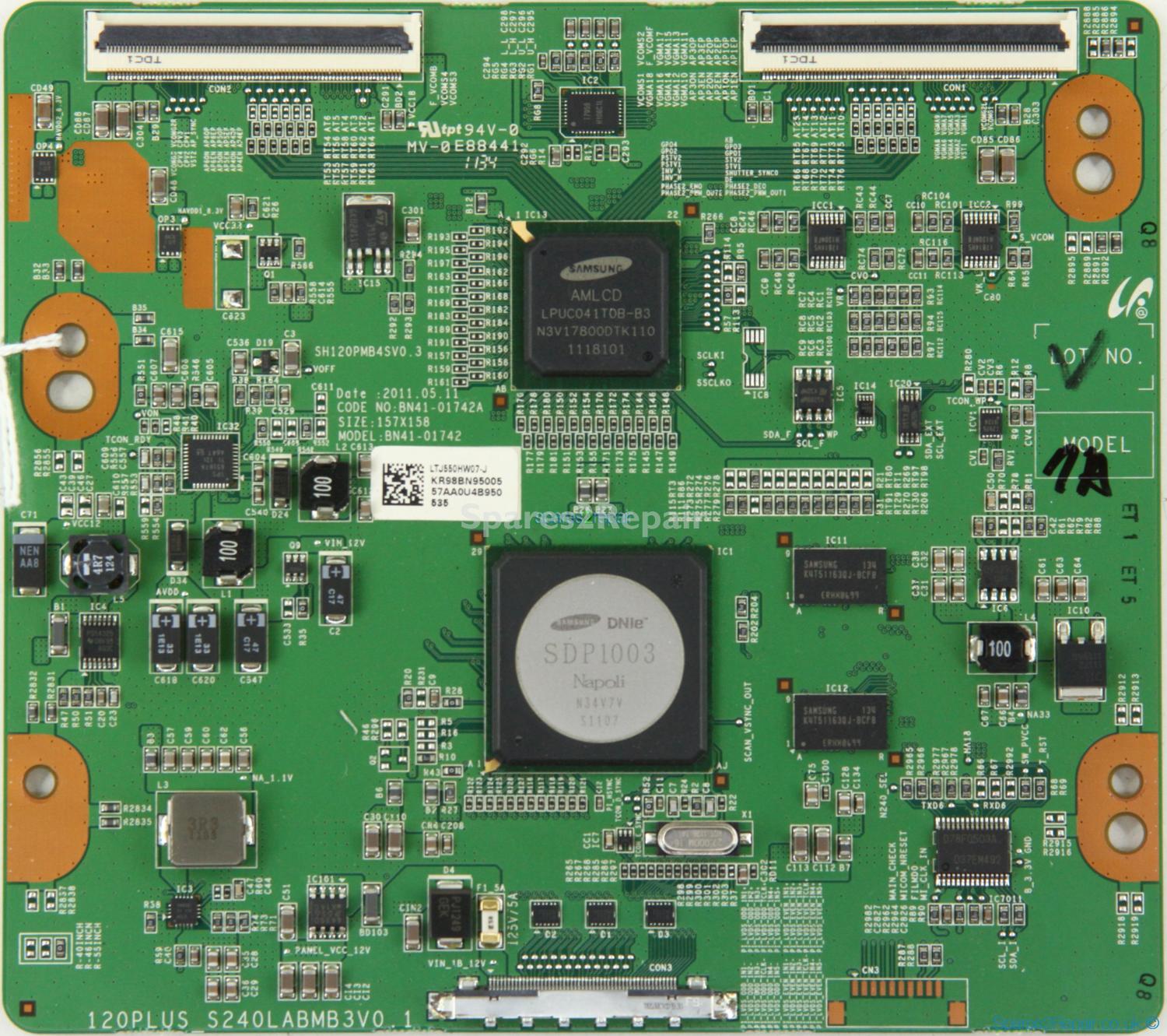 Samsung DE55A - T-Con - BN95-00557A - BN41-01742A - SH120PMB4SV0.3 - 120PLUS_S240LABMB3V0.1