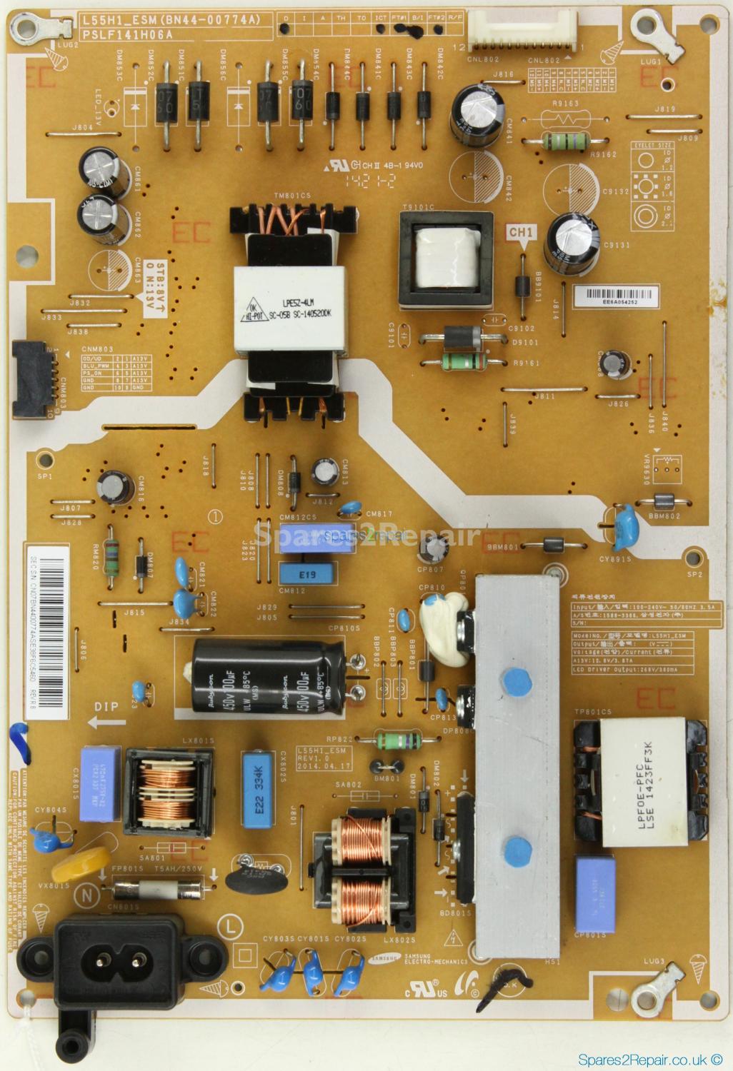 Samsung UE55H6203AK - Power Supply - BN44-00774A - REV1.0 - L55H1_ESM - PSLF141H06A