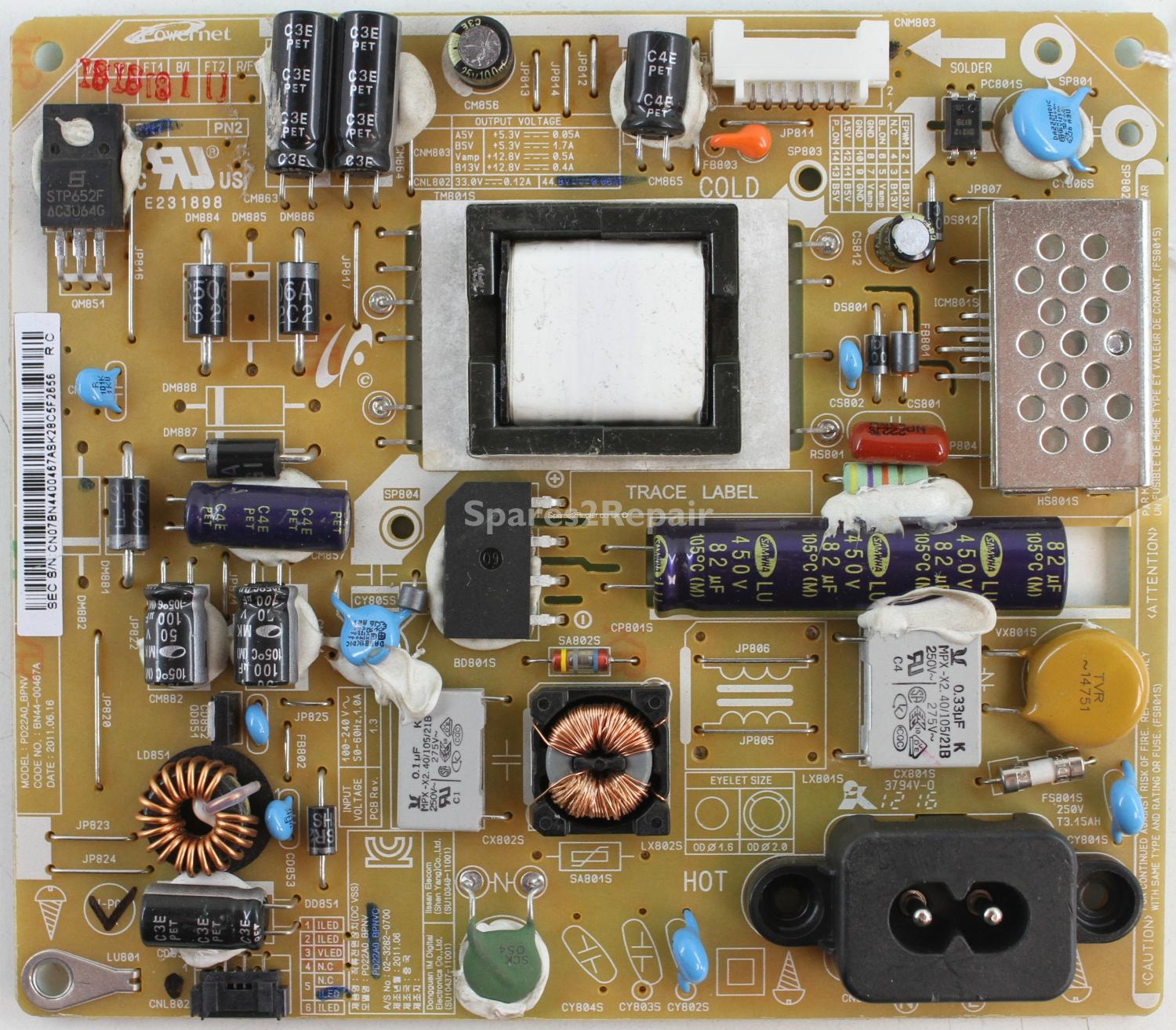 Samsung UE19D4003BW - PSU - BN44-00467A - PD22A0_BPNV0 - Rev 1.3